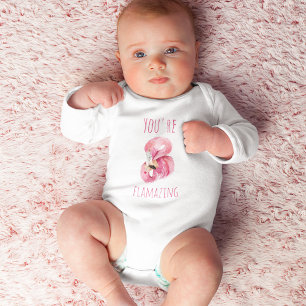 Moderne Sie sind flammende Schönheit Rosa Flamingo Baby Strampler