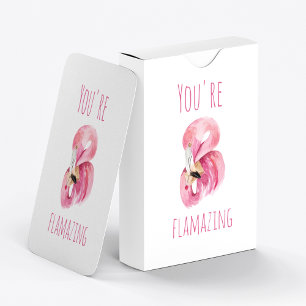 Moderne Sie sind flammende Schönheit Rosa Flamingo Spielkarten