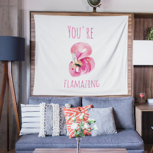 Moderne Sie sind flammende Schönheit Rosa Flamingo Wandteppich
