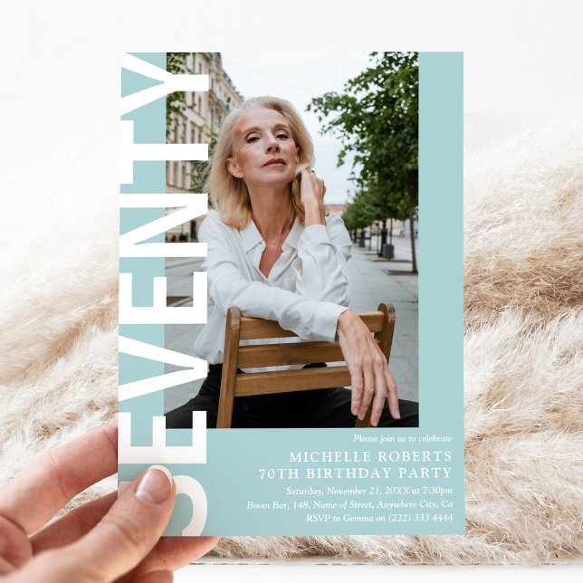 Moderne siebzigste Geburtstagsparty im Foto Einladung (Von Creator hochgeladen)