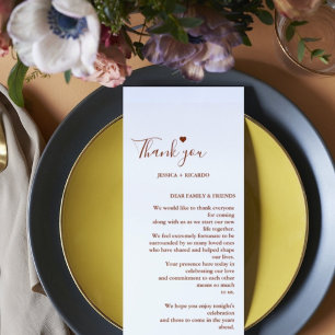 Moderne Siena Minimalistische Speisekarte + Danke 