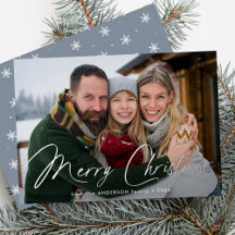 Moderne Signatur Script Christmas Ice Blue Foto