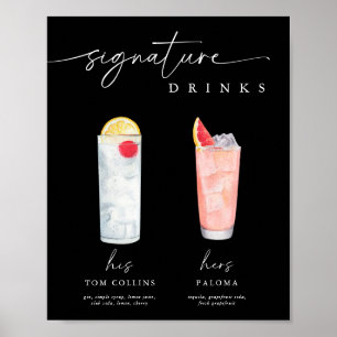 Moderne Signature-Drinks Hochzeitsschild Bar-Schil Poster