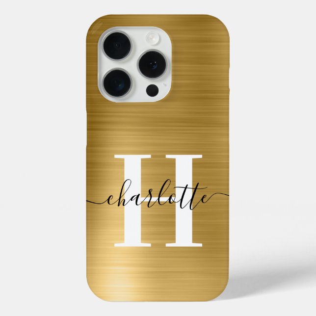 Moderne Signature Monogram Gold Foil Case-Mate iPhone Hülle (Rückseite)