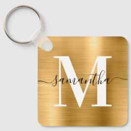 Moderne Signature Monogram Gold Foil Schlüsselanhänger
