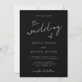 Moderne Signature Script Schwarz-weiß Wedding Einladung