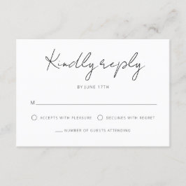 Moderne Signature Script Schwarz-weiß Wedding RSVP Karte