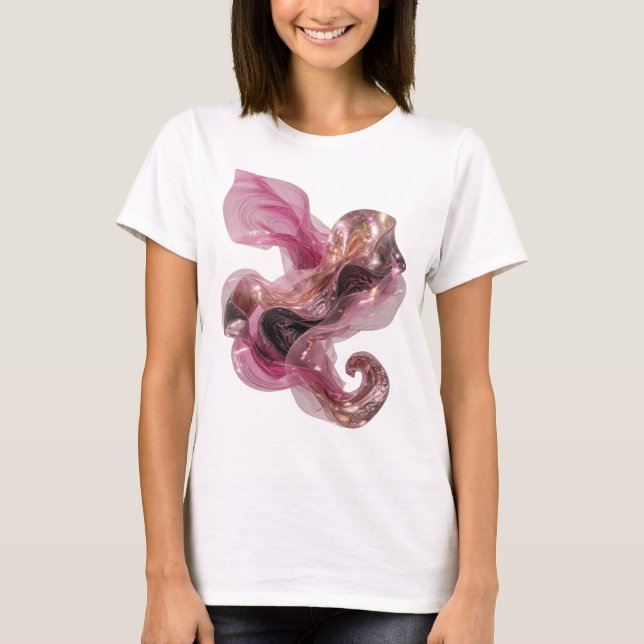 Moderne Silber ABSTRACT ART Kunstprint T-Shirt (Vorderseite)