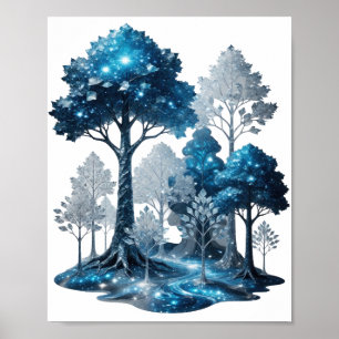 Moderne Silber BLUE ICE FOREST Custom-T-Shirt Poster