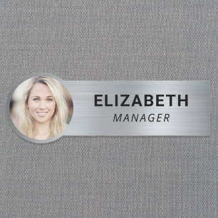 Moderne Silber-Foto-ID Namensschild