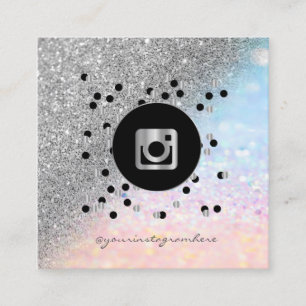 Moderne Silber-Glitter-Bokeh-Ombre-Instagram-Punkt Quadratische Visitenkarte