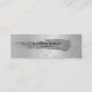 Moderne Silber-Glitter-Pinselstrich, geometrisch Mini Visitenkarte