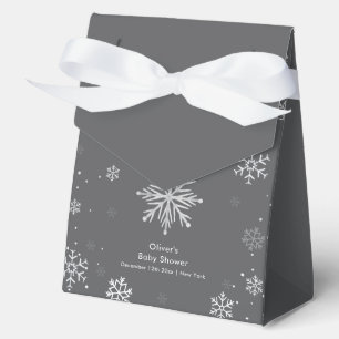 Moderne Silber-Grau Magische-Schneeflocke-Baby-Par Geschenkschachtel