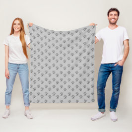 Moderne Silber-Grau-Pfoten-Muster Fleecedecke