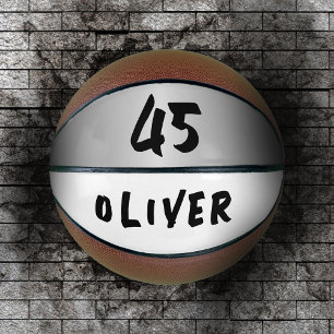 Moderne Silber Metallic Spieler Name Nummer Basketball