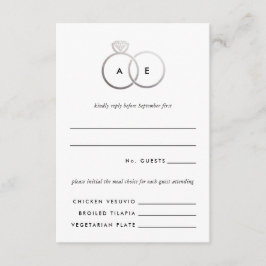 Moderne Silber Rings Wedding RSVP Replik Card Begleitkarte