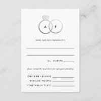 Moderne Silber Rings Wedding RSVP Replik Card