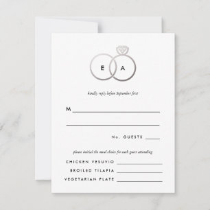 Moderne Silber Rings Wedding RSVP Replik Card Karte