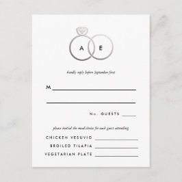 Moderne Silber Rings Wedding RSVP Replik Card Karte