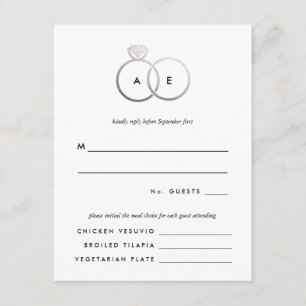 Moderne Silber Rings Wedding RSVP Replik Card Karte