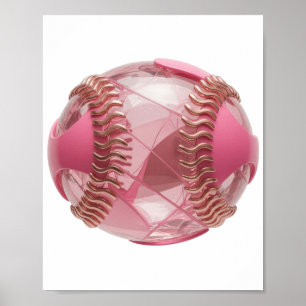 Moderne Silber-Rosa-Baseball-Statement-Design Poster