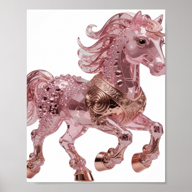 Moderne Silber-Rosa-Einhorn-Kühnes Design Poster (Vorne)