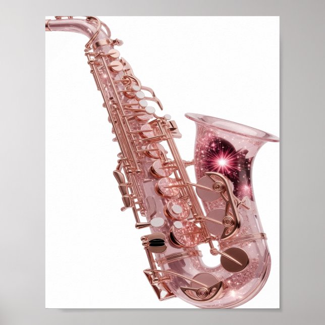 Moderne Silber ROSE GOLD SAXOPHON Modernes Design Poster (Vorne)