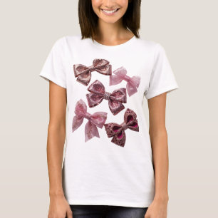 Moderne Silber-ROSE-GOLD-UND-ROSA-SCHLEIFEN-Druck T-Shirt