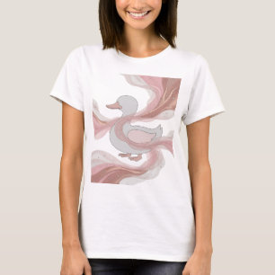 Moderne Silber VERZIERTE ENTE Statement-Design T-Shirt