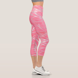 Moderne Silberbaum-Silhouette Minimal rosa Design Capri Leggings