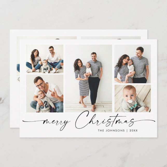 Moderne Silberbriefe Weihnachten 7 FOTO Gruß (Vorne/Hinten)