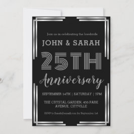 moderne silberne 25. Hochzeitstag Einladungen