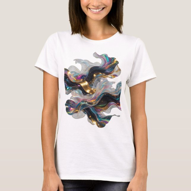 Moderne Silberne ABSTRACTE KUNST Künstlerisches Mo T-Shirt (Vorderseite)