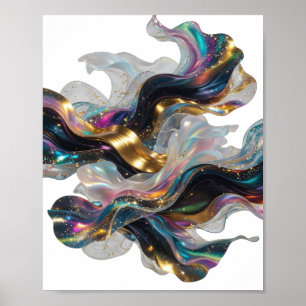 Moderne Silberne ABSTRAKTE KUNST Künstlerisches Mo Poster