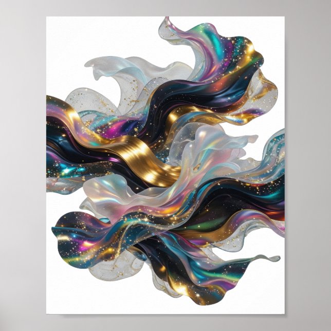 Moderne Silberne ABSTRAKTE KUNST Künstlerisches Mo Poster (Vorne)
