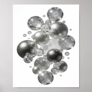 Moderne Silberne ABSTRAKTE KUNST v2 Poster