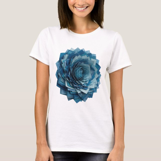 Moderne Silberne BLUE ROSE Slogan Design T-Shirt (Vorderseite)