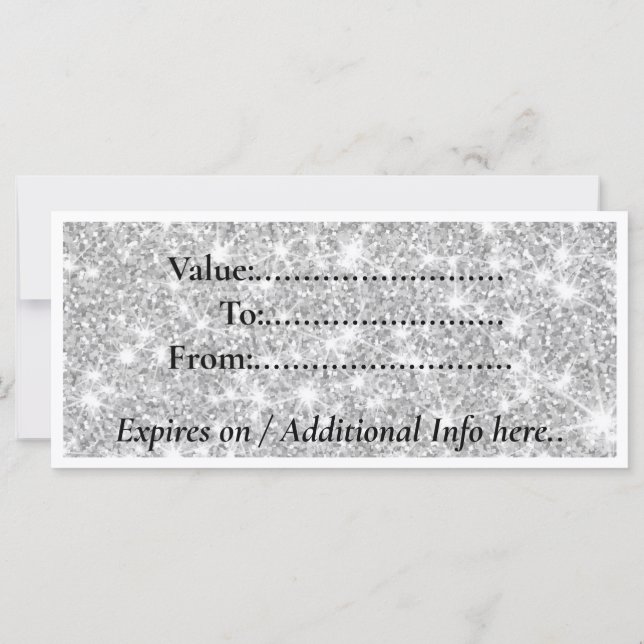 Moderne silberne Glitter-Salon-Geschenknotizkarte (Rückseite)