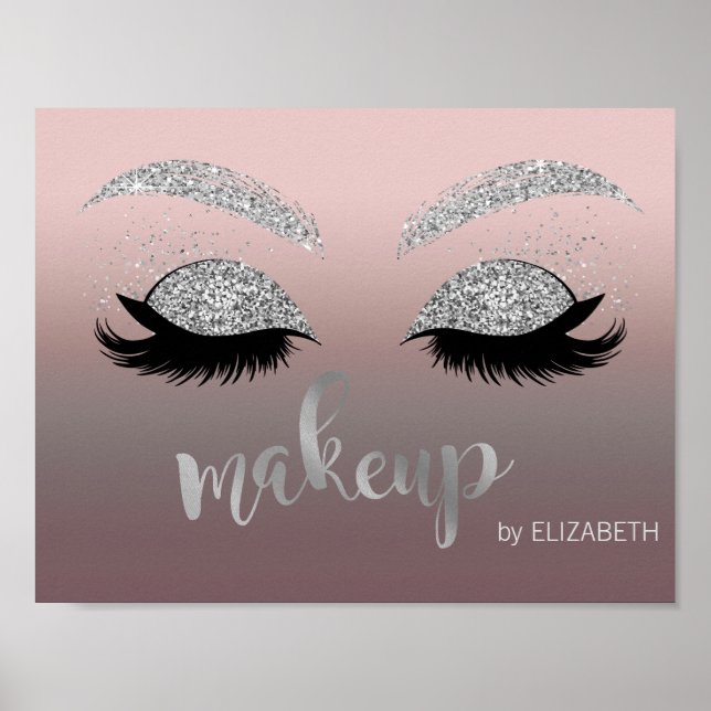Moderne silberne Glitterie Lashes , Makeup artist Poster (Vorne)