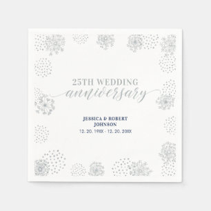 Moderne Silberne Hochzeit 25 Jahre -Party Serviette