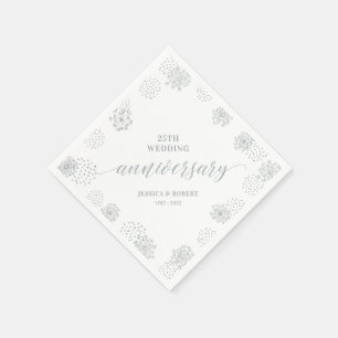 Moderne silberne Hochzeitstag-Party-Servietten zum Serviette