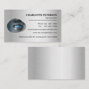 Moderne silberne Metall-Optiker-Visitenkarte mit m Visitenkarte