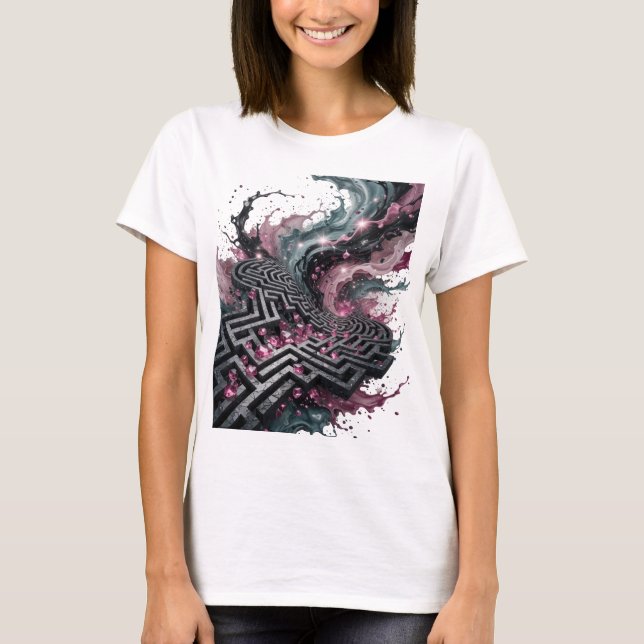 Moderne silberne MIND BLOWING MAZE Slogan T-Shirt (Vorderseite)