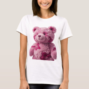 Moderne Silberne PINK-TEDDYBÄR-Textgestaltung T-Shirt