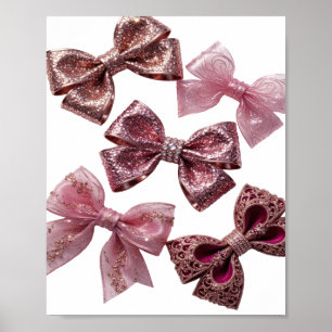 Moderne Silberne ROSE-GOLD- UND ROSA SCHLEIFEN Dru Poster