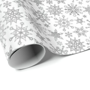 Moderne silberne Schneeflocken Weihnachten Geschenkpapier