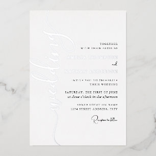 Moderne silberne Schrift Hochzeit Folieneinladung