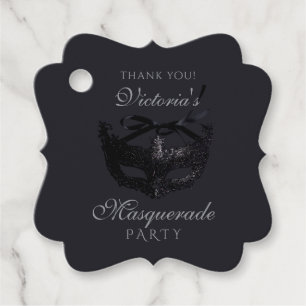 Moderne silberne schwarze Maskenparty  Geschenkanhänger