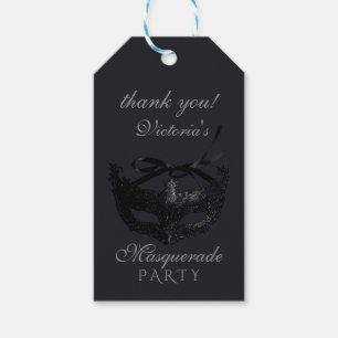 Moderne silberne schwarze Maskenparty  Geschenkanhänger