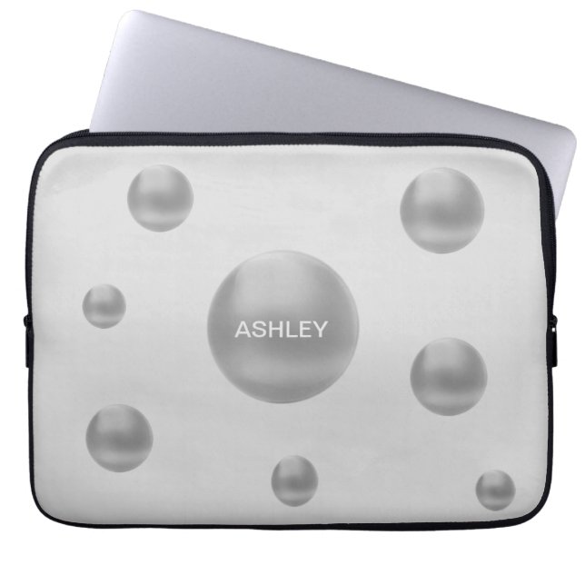 Moderne Silberne Tupfen Laptopschutzhülle (Vorderseite)